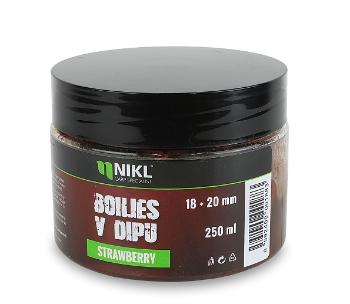 Nikl boilies v dipu 250 g 18/20 mm - strawberry