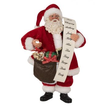 Vánoční dekorace taťka Santa Claus se seznamem a dárky - 17*10*27 cm 65598