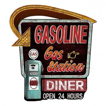 Černo-červená nástěnná kovová cedule Gasoline - 59*1*65 cm 5Y1099