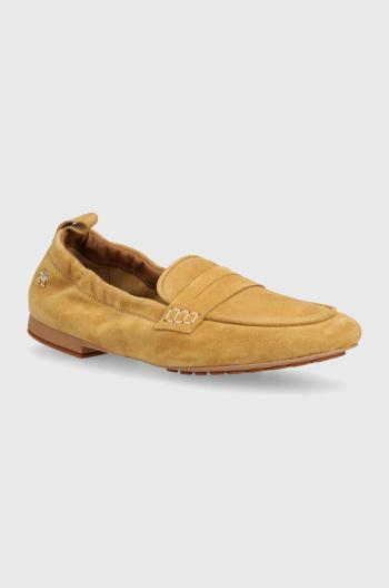 Semišové mokasíny Tommy Hilfiger TH SUEDE MOCCASIN dámské, béžová barva, na plochém podpatku, FW0FW07714