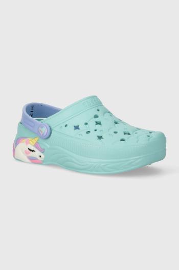 Dětské pantofle Skechers UNICORN DREAMER tyrkysová barva