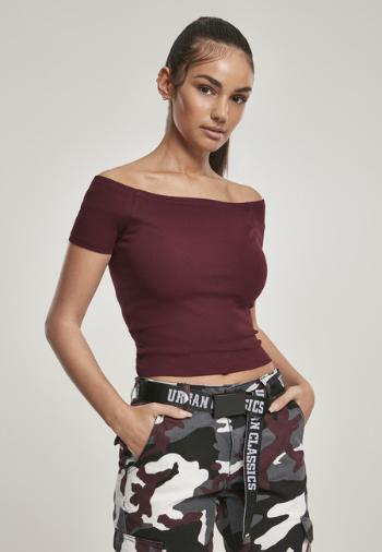 Urban Classics Ladies Off Shoulder Rib Tee redwine