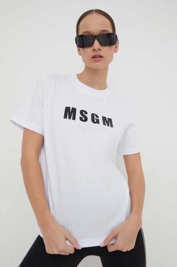 Bavlněné tričko MSGM bílá barva, 3641MDM92.247002