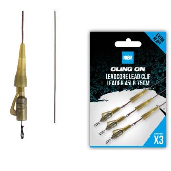 Nash Montáž Ready Tied Leadcore Lead Clip Leader 45lb 75cm 3ks