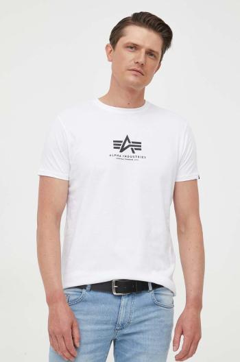 Bavlněné tričko Alpha Industries bílá barva, s potiskem, 118533.09-White