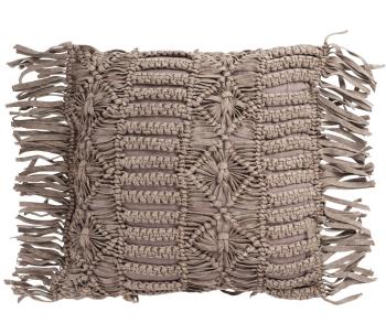 Bavlněný polštář Macrame Taupe s třásněmi  - 45*45 cm 94579