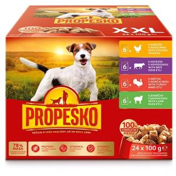 Propesko Kapsička kuřecí, hovězí, krůtí, jehněčí 24 × 100 g  (8595606404427)