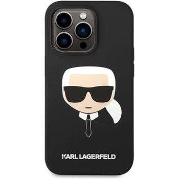 Karl Lagerfeld Liquid Silicone Karl Head Zadní Kryt pro iPhone 14 Pro Black (KLHCP14LSLKHBK)