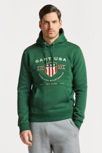 MIKINA GANT D1. BANNER SHIELD HOODIE FOREST GREEN