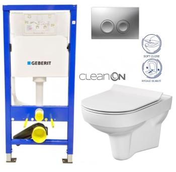 GEBERIT DuofixBasic s matným tlačítkem DELTA21 + WC CERSANIT CITY NEW CLEANON + WC SEDÁTKO SLIM 458.103.00.1 21MA CI2