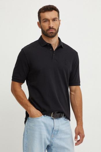 Bavlněné polo tričko Armani Exchange černá barva, s aplikací, 6DZFLK ZJXUZ