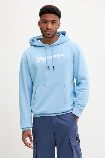 Mikina Karl Lagerfeld Jeans čierna farba, s kapucňou, s potlačou, A2M20049