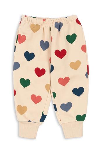 Detské tepláky Konges Sløjd LOU SWEAT PANTS OCS béžová farba, vzorované, KS102593