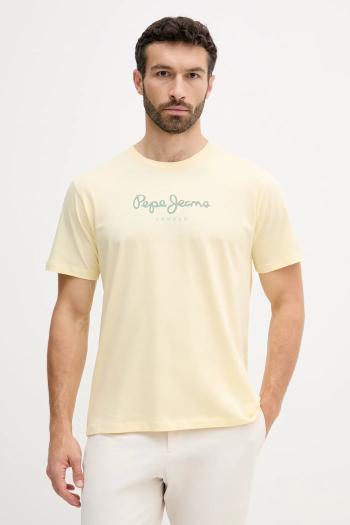 Bavlnené tričko Pepe Jeans pánske, žltá farba, s potlačou, PM509979
