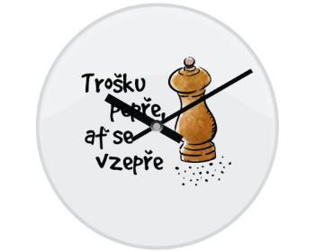 Hodiny skleněné Trošku pepře, ať se vzepře