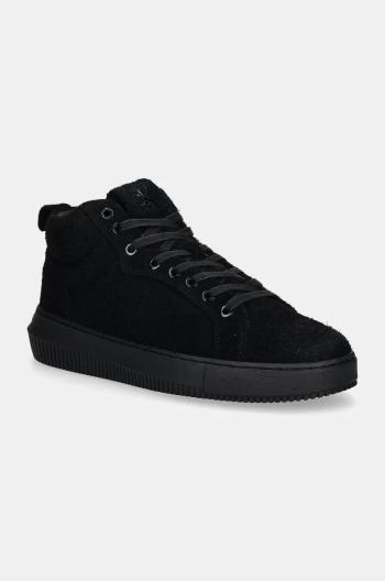 Semišové sneakers boty Calvin Klein Jeans CHUNKY CUPSOLE HIGH SUEDE černá barva, YM0YM01128