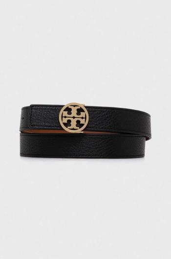 Oboustranný kožený pásek Tory Burch 1" Miller Reversible dámský, černá barva, 138935.001