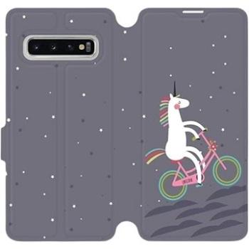 Flipové pouzdro na mobil Samsung Galaxy S10 - V024P Jednorožec na kole (5903226811359)