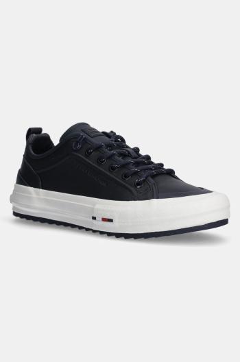 Kožené sneakers boty Tommy Hilfiger TH HI VULC CLEAT LOW LTH tmavomodrá barva, FM0FM05452