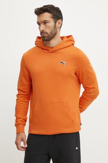 Bavlněná mikina Puma BETTER ESSENTIALS pánská, oranžová barva, s kapucí, hladká, 676814