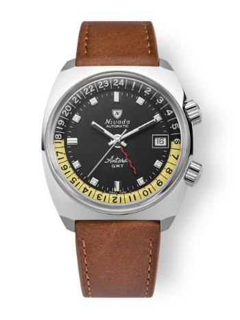 Nivada Grenchen Antarctic GMT - Black - Brown Leather