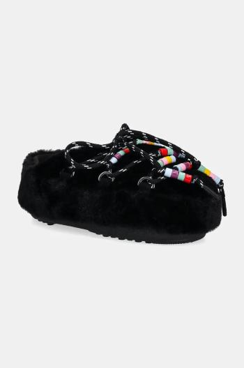 Pantofle Moon Boot MB MULE FAUX FUR BEADS černá barva, 80D1460250 N001