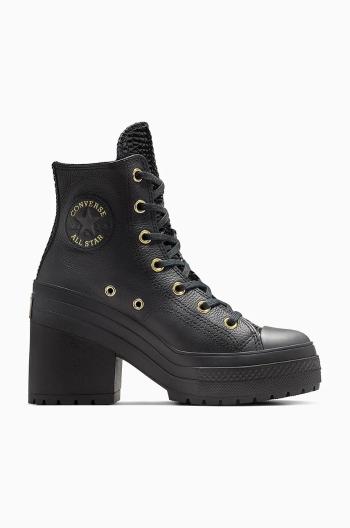 Kožené kecky Converse Chuck 70 De Luxe Heel dámské, černá barva, A12346C