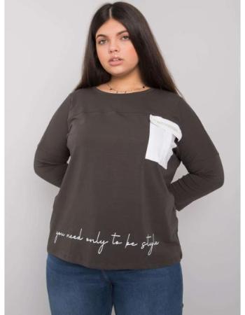 Dámská halenka s nápisem bavlněná plus size MOLLY tmavě khaki 