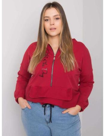 Dámská mikina KAYLEE s kapucí plus size bordó 