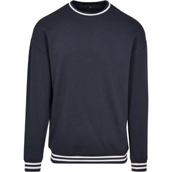 Build Your Brand Pánská mikina s pruhovanými lemy - Tmavě modrá / bílá | 2XL