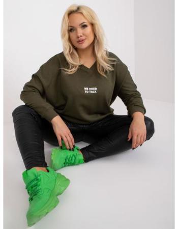 Dámská tunika s kamínky plus size RAELLA khaki