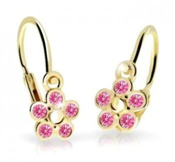 Cutie Jewellery Dětské kytičkové náušnice ze žlutého zlata C2744-10-X-1 fuchsiová