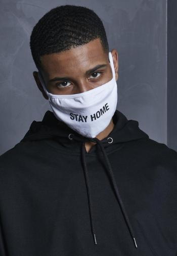 Mr. Tee Stay Home  Face Mask white - UNI