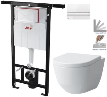 ALCADRAIN Jádromodul předstěnový instalační systém s bílým tlačítkem M1710 + WC LAUFEN PRO + SEDÁTKO AM102/1120 M1710 LP3