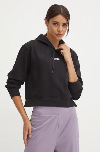 Mikina The North Face Essential Crop Hoodie dámská, černá barva, s kapucí, s aplikací, NF0A89EXJK31