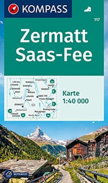 Zermatt, Saas-Fee 1:40 000 / turistická mapa KOMPASS 117