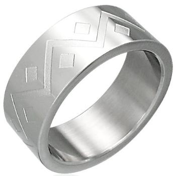 Prsteň z chirurgickej ocele geometrický vzor - Veľkosť: 65 mm