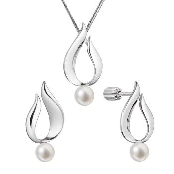 Evolution Group - Pavona Stříbrná sada elegantních šperků s pravými perlami 29051.1B (náušnice, řetízek, přívěsek)