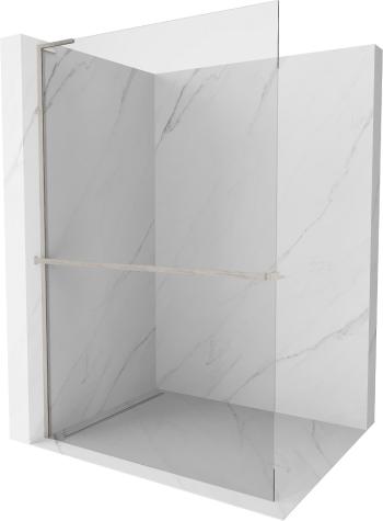 MEXEN/S - Kioto+ L Sprchová zástena WALK-IN s poličkou a držiakom uterákov 120 x 200, transparent, nikel kartáčovaná 800-120-123-97-00