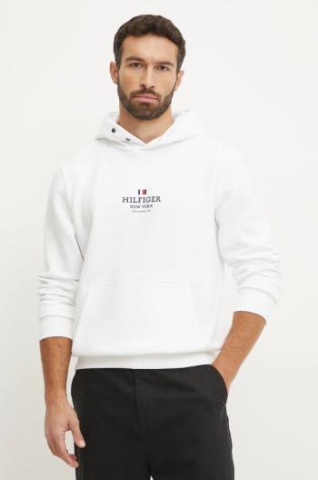 Mikina Tommy Hilfiger pánská, bílá barva, s kapucí, s potiskem, MW0MW39050