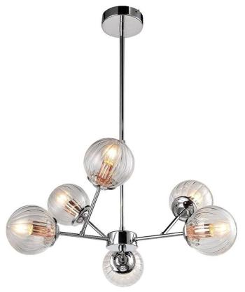 Candellux Chromový závěsný lustr Best pro žárovku 6x E14 36-67272