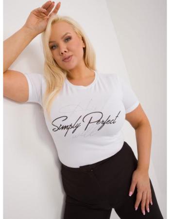 Dámské tričko plus size s kamínky bílé 