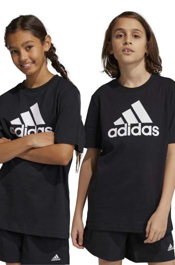 Dětské bavlněné tričko adidas U BL černá barva, s potiskem