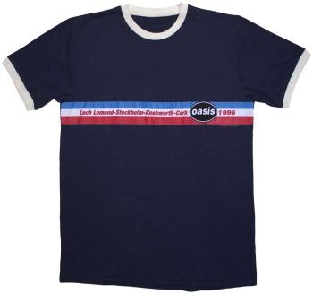 Oasis Tričko 1996 Tour Horizontal Stripes Ringer Unisex Navy Blue 2XL