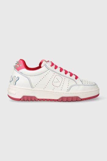 Kožené sneakers boty Off Play COMO bílá barva, COMO 1 WHITE FUXIA STUDS