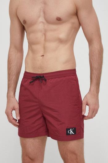 Plavkové šortky Calvin Klein vínová barva, KM0KM00980