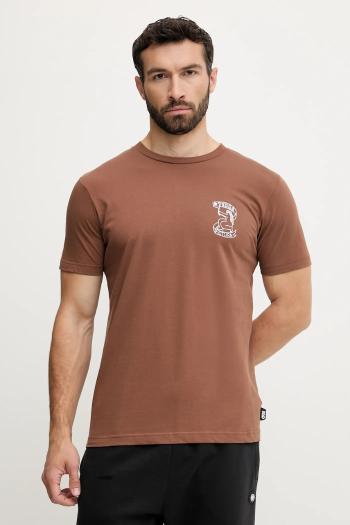 Bavlnené tričko Picture Terra pánske, hnedá farba, vzorované, MTS1266