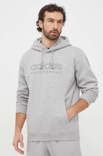 Mikina adidas pánská, šedá barva, s kapucí, s potiskem, IW1205