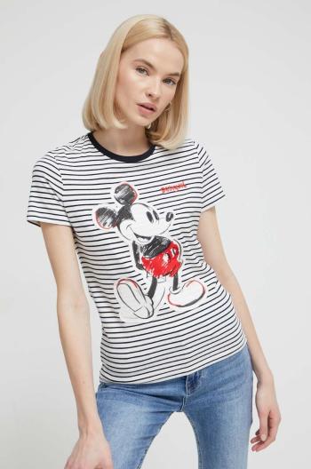 Tričko Desigual x Disney MICKEY PATCH bílá barva, 24SWTK77