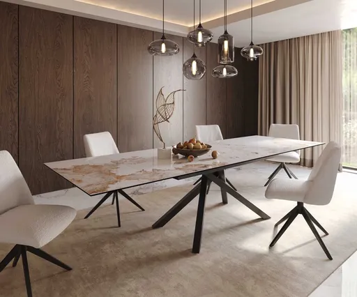 Jídelní stůl Edge 200-300x100 keramika minas melange bílo